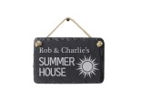 hand cut welsh slate garden sign for your summer house